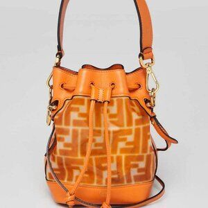 Fendi Orange Zucca Print Vinyl and Leather Mon Tresor Mini Bucket Bag-8BS010